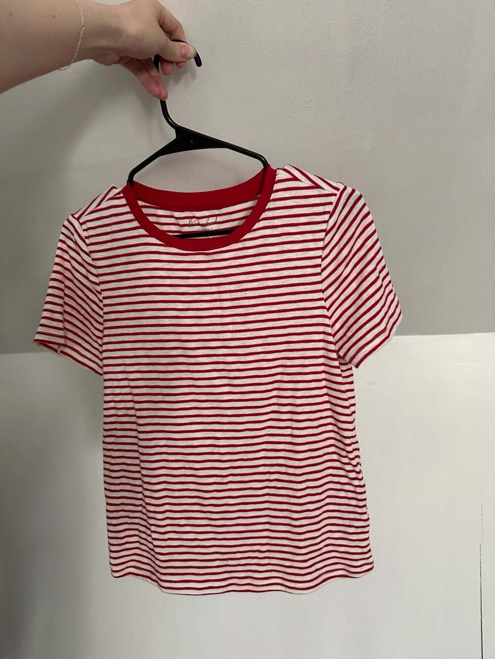 Marled Essentials Red and White Striped Short Sleeve T-Shirt
